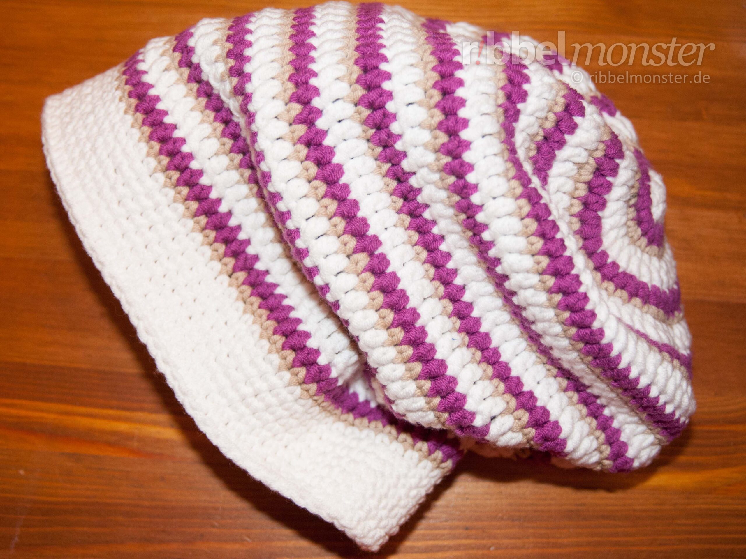 Crochet Hat – Long Beanie with Different Stitches
