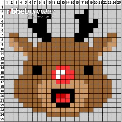Pixel Pattern – “Reindeer” – 25×25