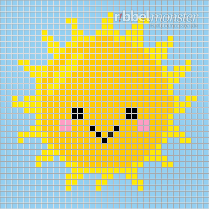 Pixel Pattern – Kawaii Sun – 35×35